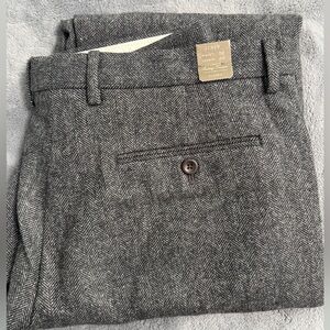 J. Crew Bowery Classic Pant in Charcoal Grey Herringbone Wool Size 32 X 34